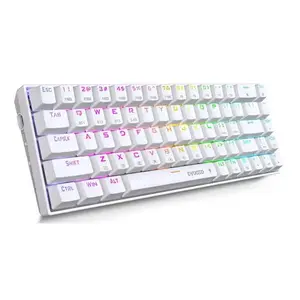 T-Dagger Arena White TGK321 61-Key 60% Mechanical Gaming Keyboard with Blue Switches, Rainbow Backlight & Full Key Rollover