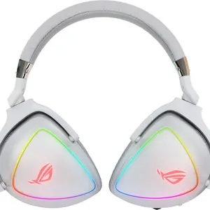ASUS ROG Delta II A701 White Wireless Gaming Headset Tri-Mode Connectivity Hi-Res Audio RGB Gaming Headphones for PC Console