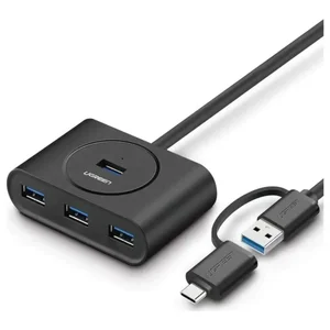 UGREEN USB 3.0 Hub with USB-C Port 1m Black 4 In 1 Multiport Adapter for Laptop PC