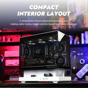 Darkflash FLOATRON F1 M-ATX Gaming PC Case Black - Floating Base Design, Tempered Glass with 6 Fans, Supports 425mm GPU & 360mm Radiator, USB-C