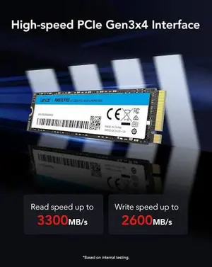 Lexar NM610 Pro 500GB NVMe M.2 2280 SSD - 3300MB/s Read Speed, Original New