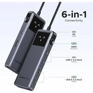 UGREEN Uno 6-in-1 USB-C Hub 10Gbps USB-C USB-A Data Ports 4K60Hz HDMI