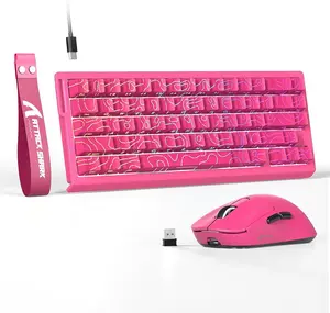 Attack Shark X68HE 60% Wired Rapid Trigger Magnetic Switch Keyboard with Coiled Cable – Rose Red Contour