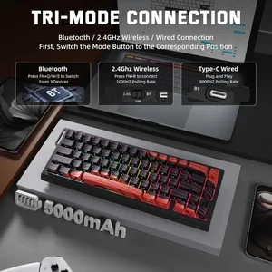 Attack Shark X68PRO HE Tri-Mode Wireless Rapid Trigger Keyboard – 60% Magnetic Switch, RGB, Coiled Cable, Black Red