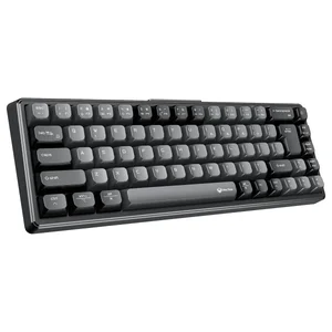 Meetion MK12 Black Mechanical Keyboard – Wired + 2.4G + 3-Channel Bluetooth Tri-Mode, Hot-Swappable, RGB Backlit, 65% Layout