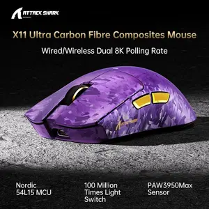 Attack Shark X11 Ultra Wireless Gaming Mouse – High-Performance Lightweight Design, Purple