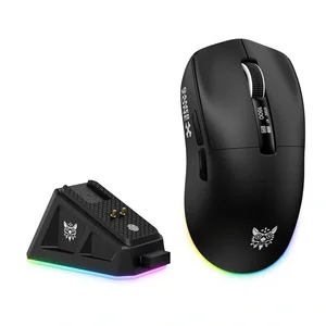 ONIKUMA DM07 Black Tri-Mode Wireless Gaming Mouse with Charging Dock - PAW3311, 24000 DPI, RGB