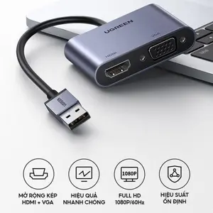 UGREEN USB 3.0 to HDMI VGA Dual Screen Display Converter Adapter for Laptop PC