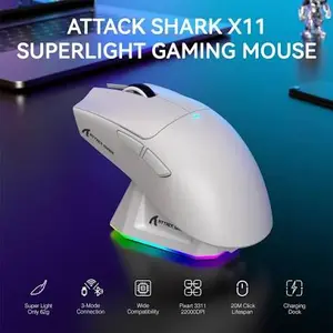 Attack Shark X8 Ultra 8KHz Tri-Mode Wireless Gaming Mouse with C06 Ultra Cable – White