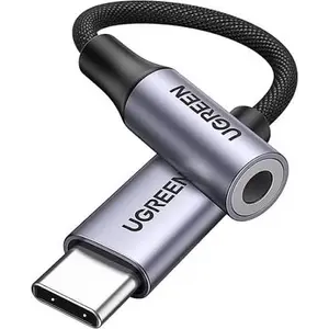 UGREEN USB-C to 3.5mm Audio Cable 10cm – Aluminum Shell Braided Headphone Adapter
