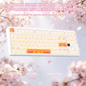 Attack Shark X87 Ultra Wireless Mechanical Keyboard – TKL, Tri-Mode 2.4GHz 8K / Bluetooth / USB-C, RGB, Ice Orange