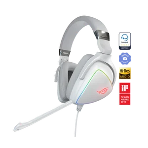 ASUS ROG Delta II A701 White Wireless Gaming Headset Tri-Mode Connectivity Hi-Res Audio RGB Gaming Headphones for PC Console