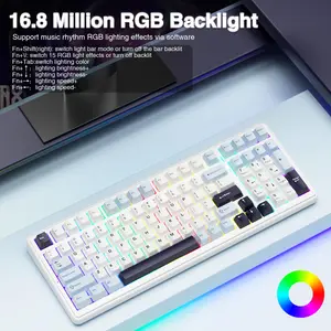 AULA F99 Pro Light Grey + White + Dark Grey Star Vector Switch Tri-Mode Mechanical Gaming Keyboard - Wireless Hot-Swap RGB