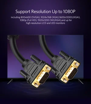 UGREEN VGA Male to Male Cable 1.5m – 1080P@60Hz Full HD High Resolution Monitor & Projector Cable