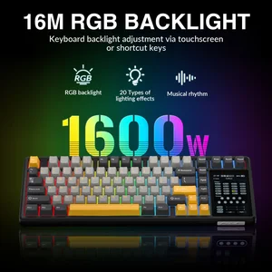 AULA L99 BlackStorm (Dark Grey + Light Grey + Yellow) Raindrop Switch Tri-Mode Mechanical Gaming Keyboard - Wireless Hot-Swap RGB
