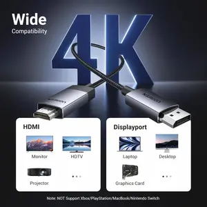 UGREEN DisplayPort to HDMI 4K Braided Cable 3M | HDR HDCP DP to HDMI Converter