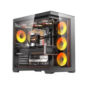 Darkflash C280 E-ATX Gaming PC Case Black - Panoramic Dual Tempered Glass Full Tower Cabinet with 7 ARGB Fans, Supports Back-Connect Motherboard & RTX GPUs