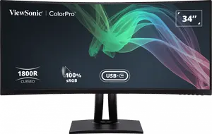 ViewSonic VP3481A 34" Curved Monitor Docking – UWQHD, VA Panel, Pantone Validated, Hardware Color Calibrated
