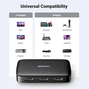 UGREEN HDMI Switch 3 In 1 Out 4K 60Hz with Remote HDR10 Plus for PS5 PS4 Xbox TV Fire Stick Blu-Ray