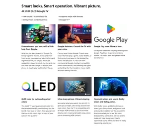 Philips 8100 Series 65" 65PQT8169 4K UHD QLED Google Smart TV with Dolby Vision, Dolby Atmos, HDR10+ & Google Assistant