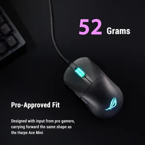 ASUS ROG Harpe Mini Core P524 Lightweight Gaming Mouse – 52g Ultra-Light, 12000 DPI Optical Sensor, 100M Click Switches, PTFE Feet, Wired Esports Mouse Black