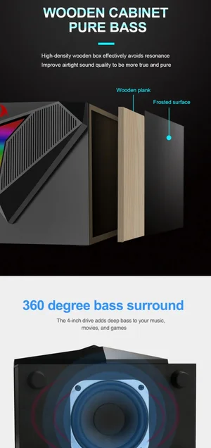 Redragon Toccata GS-700 2.1 Heavy Bass Gaming Speaker with RGB Lighting