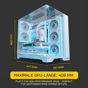 Lian Li O11VPW O11 Vision Compact ATX Mid-Tower Case – White, 3-Side Tempered Glass, Back-Connect, 408mm GPU, 360mm Radiator