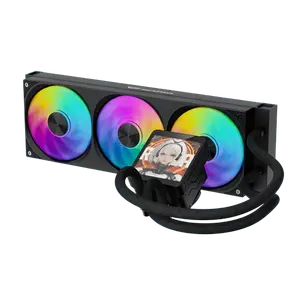 Darkflash DV360S MAX Black 360mm Liquid CPU Cooler with 3.95-inch IPS Display - Full ARGB AIO Water Cooler, 320W TDP