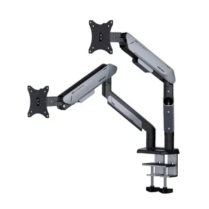 AndaSeat Stealth Pro II Duo Dual Monitor Arm Black & Orange - Gas Spring Height Adjustable Desk Mount for Gaming & Office Monitors