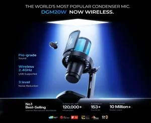MAONO DGM20W Wireless Condenser Podcast Microphone RGB Gaming Streaming Mic with 2.4GHz Wireless Connectivity