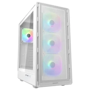 XPG VALOR MESH MT White Mid Tower Gaming PC Case, Tempered Glass ATX Chassis with 4 Pre-Installed Fans