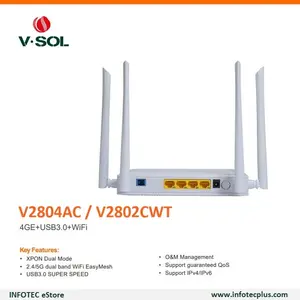 VSOL V2802CWT XPON Dual Band Fiber Router AC1200 WiFi 5 GPON EPON Gigabit ONT Router