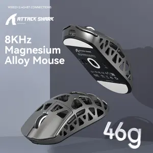Attack Shark R3 Magnesium Alloy Gaming Mouse – 46g Superlight, Bluetooth / 2.4GHz / Wired, Silver