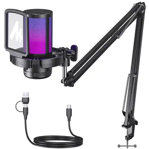 MAONO DGM20W Wireless Condenser Podcast Microphone RGB Gaming Streaming Mic with 2.4GHz Wireless Connectivity