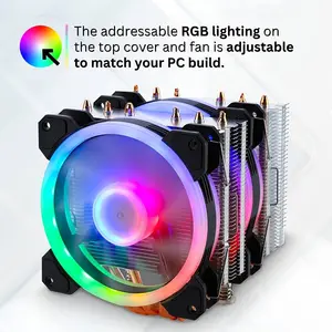 GFURY GLACIER X2-600 120mm ARGB CPU Air Cooler | 6 Heat Pipes High Performance Dual Fan RGB Cooling System for Gaming PC
