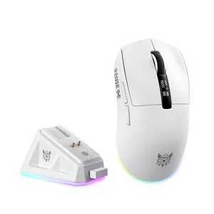 ONIKUMA DM07 White Tri-Mode Wireless Gaming Mouse with Charging Dock - PAW3311, 24000 DPI, RGB