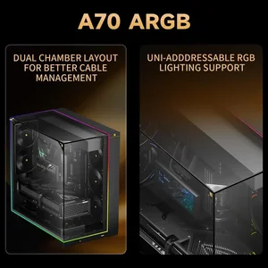 Thermalright TR A70 ARGB Mid Tower Case with 5 ARGB Fans, LED Lines Black