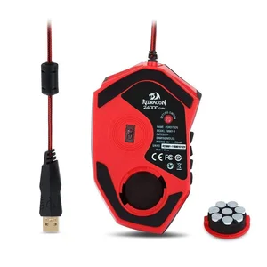 Redragon Perdition 2 M901-1 Wired RGB MMO Gaming Mouse – 24000 DPI Laser Sensor, 19 Programmable Buttons, 12 Side Macro Keys, Adjustable Weight System
