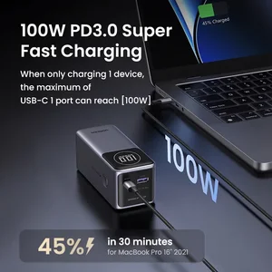 UGREEN PB724 12000mAh 100W Fast Charging Power Bank Black – PD 3.0 USB-C Laptop Power Bank with Digital Display, Compact Portable Charger