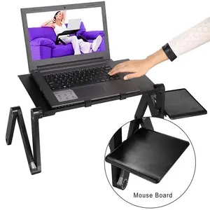 Laptop Cooling Table T8 Multifunctional Foldable Aluminum Laptop Stand with Dual USB Cooling Fans Adjustable Height Bed Desk for Gaming & Office Use