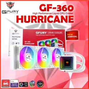 GFURY GF-360 WHITE HURRICAN 360mm ARGB Liquid CPU Cooler | Triple 120mm Fan High Performance AIO Cooling System White Edition for Gaming PC