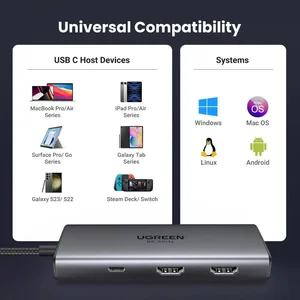 Ugreen 15852 USB-C Dual HDMI Hub 6-in-1 – Dual HDMI Up to 8K@30Hz/4K@60Hz, USB 3.0, PD Power