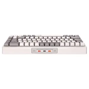 Meetion MK12 White Mechanical Keyboard – Wired + 2.4G + 3-Channel Bluetooth Tri-Mode, Hot-Swappable, RGB Backlit, 65% Layout
