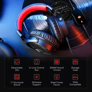 Redragon ICON H520 7.1 Surround Sound Wired Gaming Headset with Detachable Microphone, 50mm Drivers & Premium Carrying Case