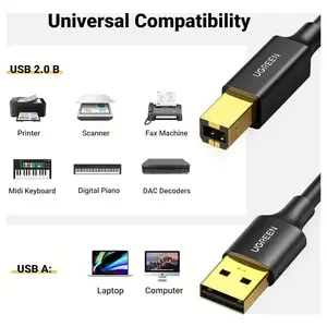 UGREEN 10352 USB 2.0 A to B Printer Cable – 480Mbps, Male to Male, 5 Meter