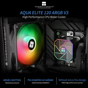 Thermalright Aqua Elite 120 V3 Liquid CPU Cooler, PWM ARGB Fan with S-FDB Bearings, Efficient PWM Controlled Pump, for AMD/AM4/AM5, Intel LGA1150/1151/1200/2011/1700