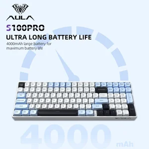 AULA S100 Pro Light Blue + White + Black Purple Red Switch Mechanical Gaming Keyboard