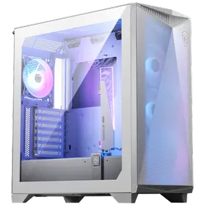 MSI MPG Gungnir 300R Airflow Premium Mid-Tower Gaming PC Case - White, Tempered Glass, ARGB Fans, 360mm Radiator Support
