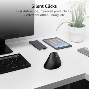 Rapoo EV250 Silent Vertical Ergonomic Wireless Mouse, 2.4G, 800/1000/1200/1600 DPI, Quiet Clicks, Black