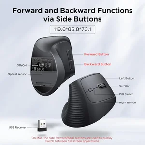 Ugreen Ergonomic Mouse, Wireless Bluetooth Vertical Mouse, Dual-Mode